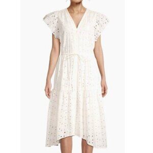 Trovata Kristi Daisy White Eyelet Cotton Midi Dress M Graduation